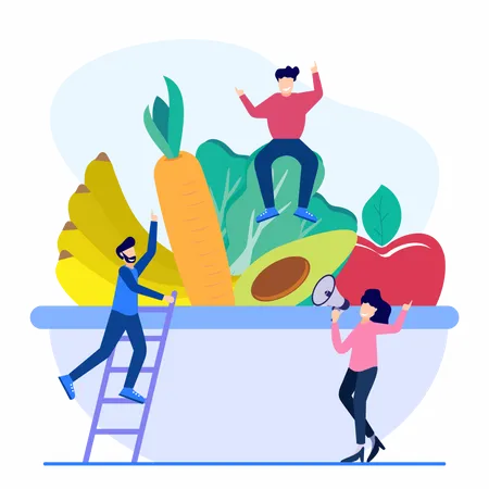 Comer comida saúdavel  Ilustração