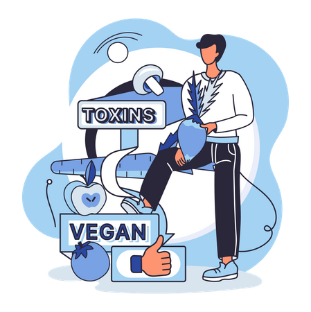 Comer comida vegana evitando toxinas  Ilustração