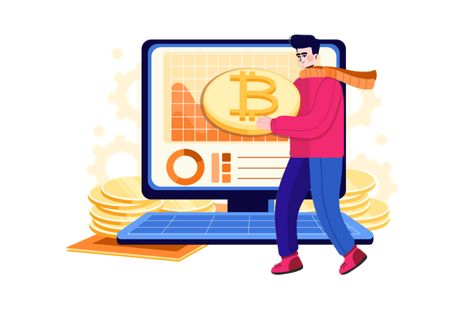 Comerciante de bitcoins  Ilustración