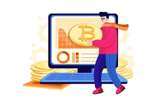 Comerciante de bitcoins  Ilustración