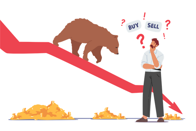 Comerciante confuso do mercado de ações em Bear Run  Ilustração