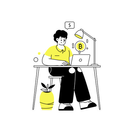 Comerciante de bitcoins  Ilustração