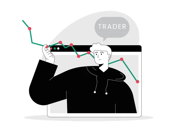 Comerciante masculino do mercado de ações  Ilustração