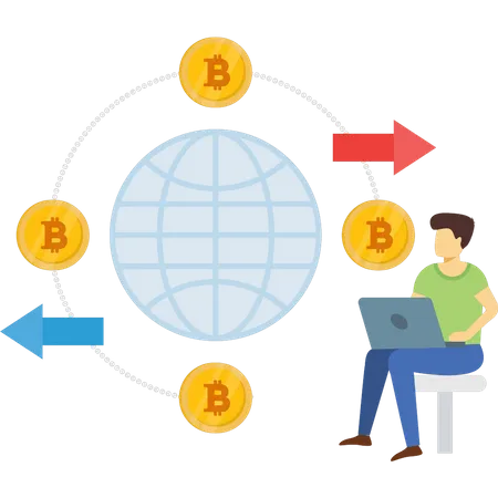 Comercio global de criptomonedas  Ilustración