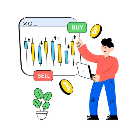 Comércio de criptomoedas  Ilustração