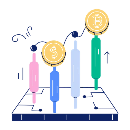 Comercio de criptomonedas  Ilustración