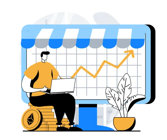 Comercio de criptomonedas  Ilustración