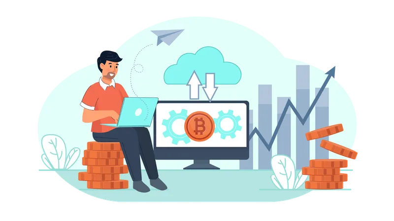 Comercio de criptomonedas  Ilustración