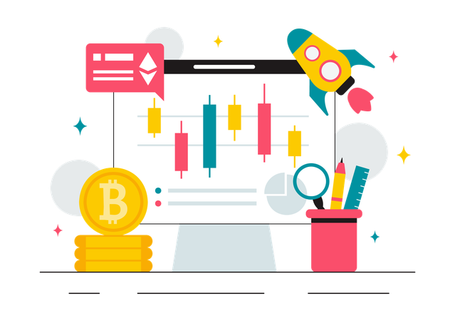 Comercio de criptomonedas en línea  Ilustración