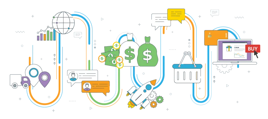 Negocio de comercio electrónico  Ilustración