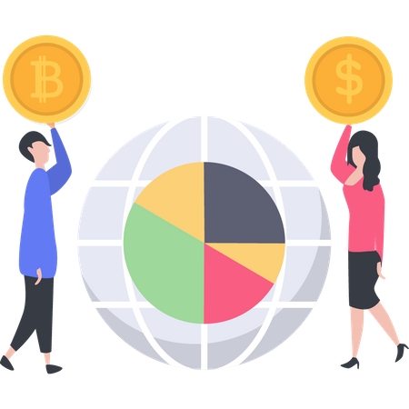 Comercio global de criptomonedas  Illustration