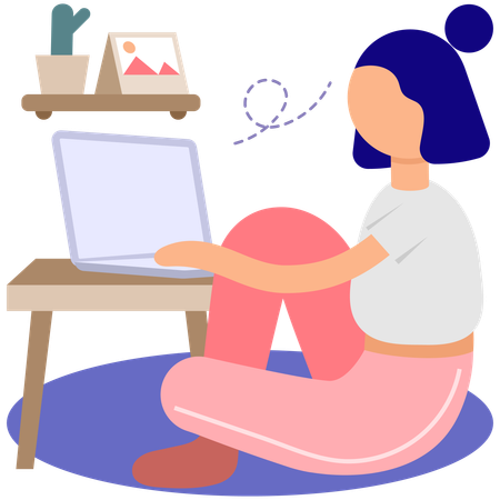 Comfort woman Working From Home  Illustration