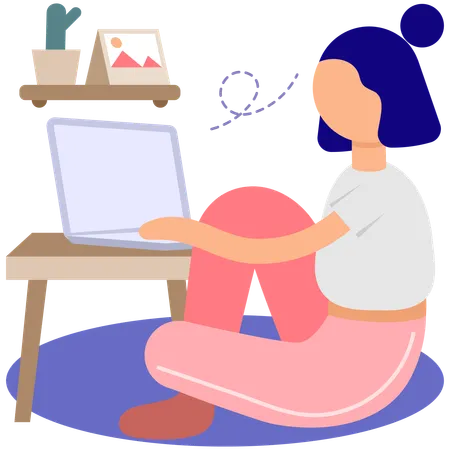 Comfort woman Working From Home  Illustration