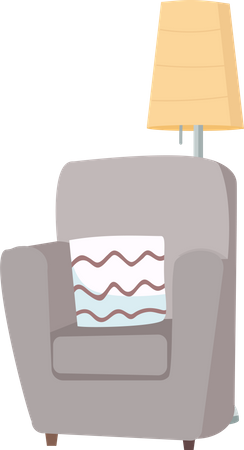 Comfortable armchair and floor lamp Illustration