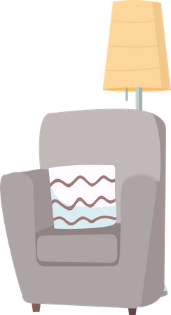 Comfortable armchair and floor lamp  Illustration