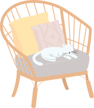 Comfortable armchair with pet  일러스트레이션