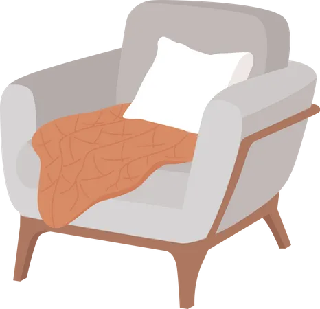 Comfortable armchair with pillow  Illustration