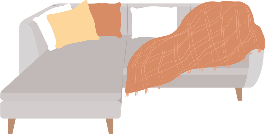 Comfortable grey couch Illustration