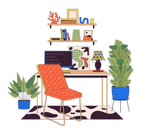 Comfortable home office interior  Illustration