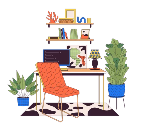 Comfortable home office interior  Illustration