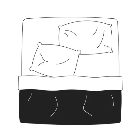 Comfortable King Size Bed Monochrome Flat Vector Object Unmade Bed Editable Black And White Thin Line Icon Simple Cartoon Clip Art Spot Illustration For Web Graphic Design Illustration