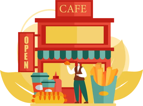 Cafeteria de comida  Ilustración