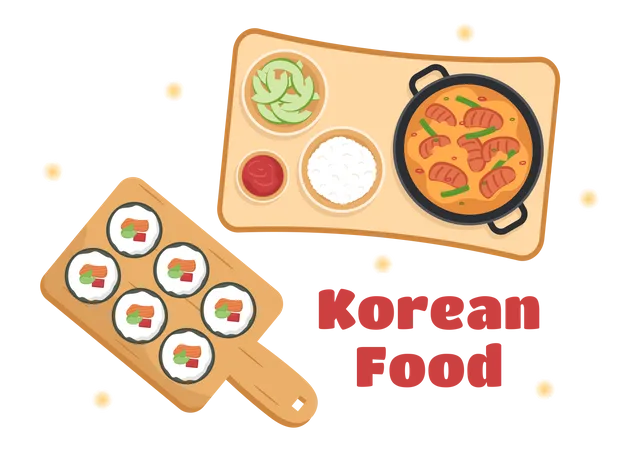 Comida de comida coreana  Ilustración