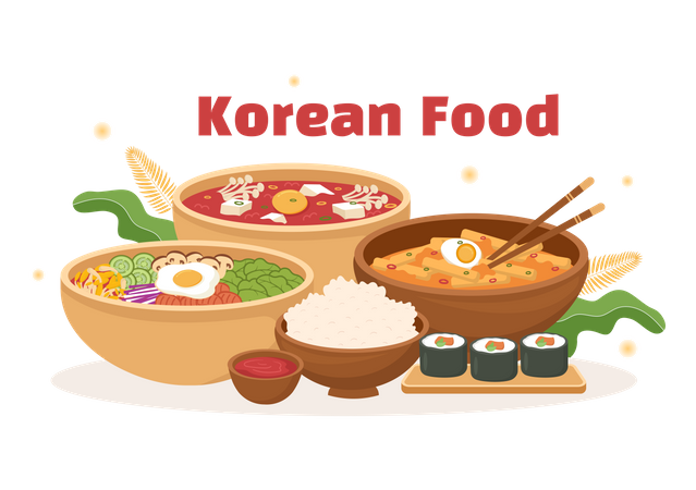 Comida coreana  Ilustração