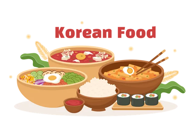 Comida coreana  Ilustração