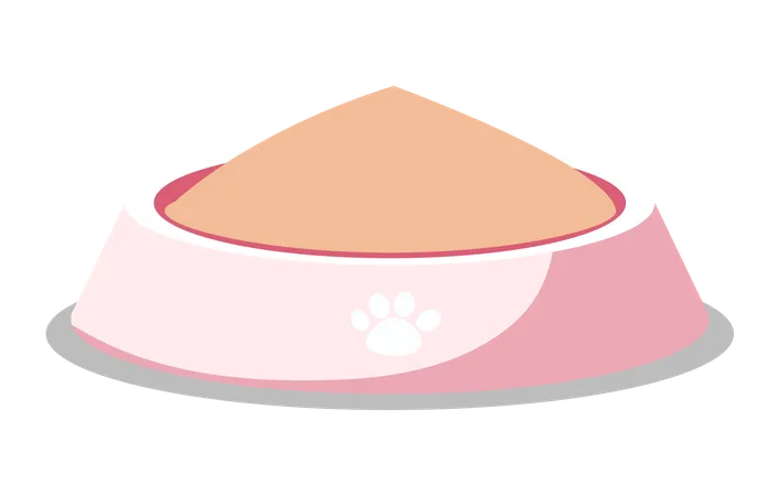 Comida para cães ou gatos em tigela com pegada de pata  Ilustração