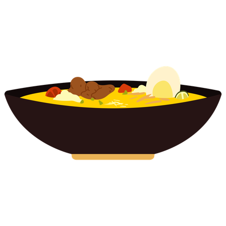 Soto, comida tradicional indonesia  Ilustración