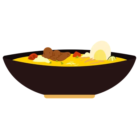 Soto, comida tradicional indonesia  Ilustración