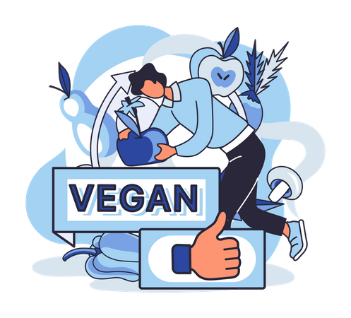 Comida vegana detox saludable  Ilustración