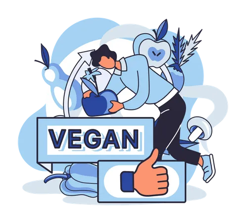 Comida vegana detox saludable  Ilustración