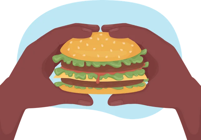 Comiendo hamburguesa  Ilustración