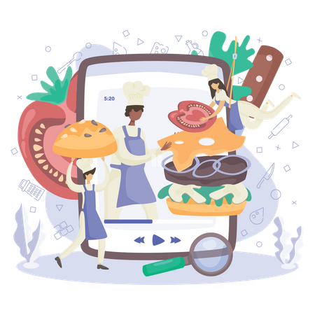 Commande de burger en ligne  Illustration