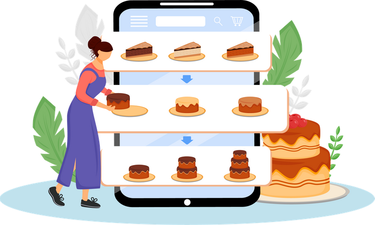 Commande de desserts en ligne  Illustration