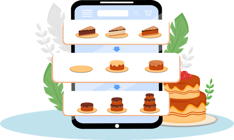 Application mobile de commande de gâteaux en ligne  Illustration