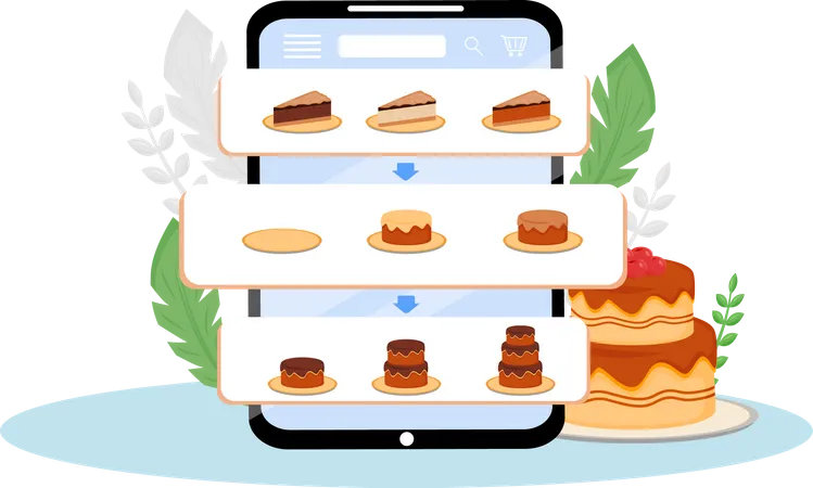 Application mobile de commande de gâteaux en ligne  Illustration