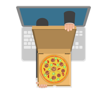 Commande de pizza en ligne  Illustration