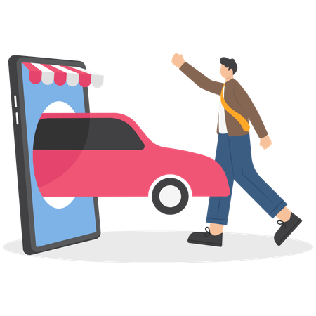 Commande de voiture de taxi en ligne  Illustration