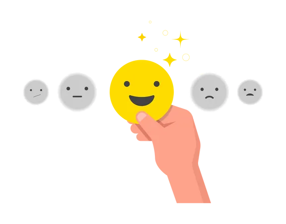 Client Satisfait Clients Satisfaits Conception Avec Emoji Jaune Visage Heureux Illustration