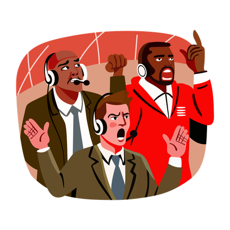 Commentators wearing headphone  Illustration