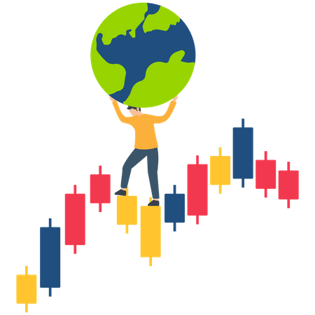 Trader mondial négociant dans le monde entier  Illustration