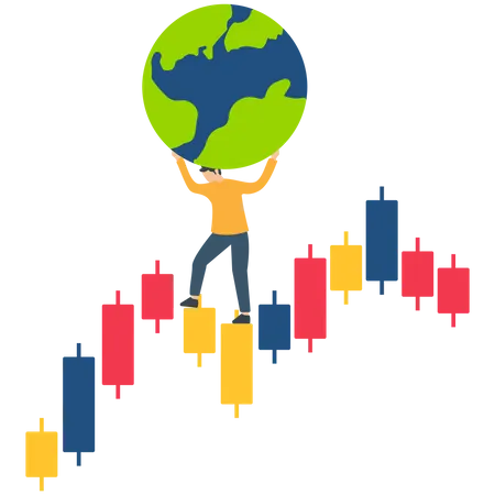 Trader mondial négociant dans le monde entier  Illustration