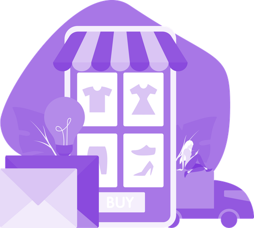 Vente au détail numérique et achats en ligne  Illustration