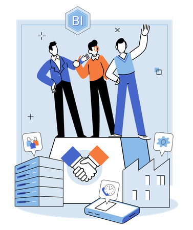Commerce facilitates exchange services in marketplace  Illustration