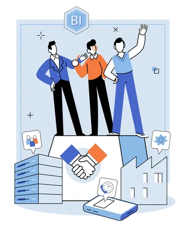 Commerce facilitates exchange services in marketplace  Illustration