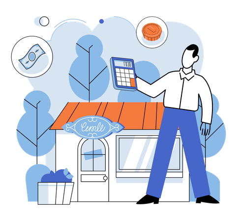Commerce facilitates exchange services in marketplace  Illustration