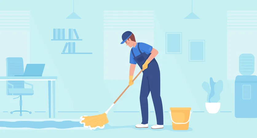 Commercial floor cleaning service Illustration
